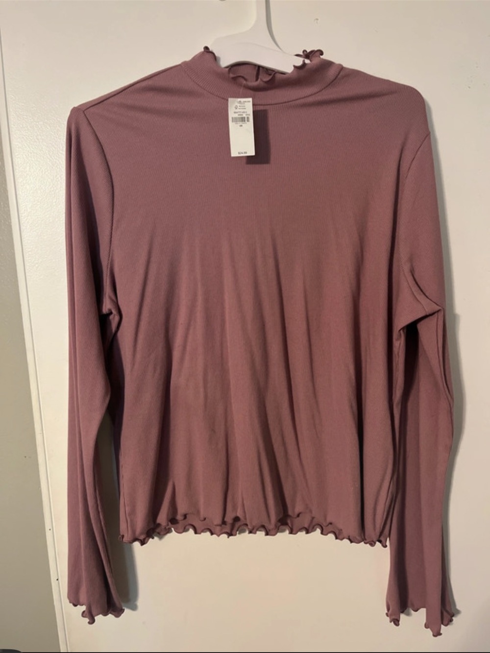 Old Navy Mauve Ribbed Mock-Neck Long Sleeve Top
